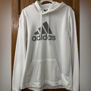 Adidas Men's White and Black Logo Hoodie